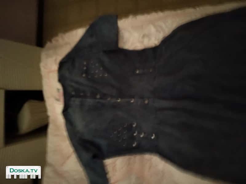 Джинсовое платье. Синее размер L рукав 3/4 длина чуть ниже